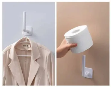 2 Pc Multipurpose Wall Mounted Kitchen Towels Roll Adhesive Hook 